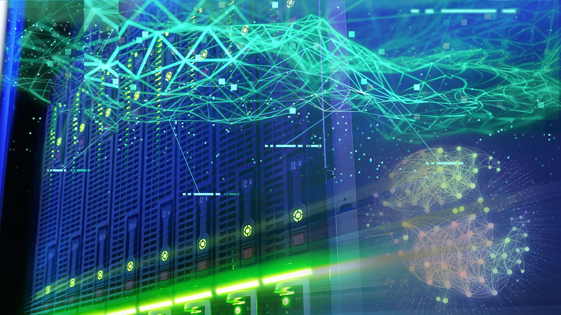 Data flowing from servers through cyberspace blockchain